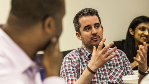 Manufacturing professional participating in training course