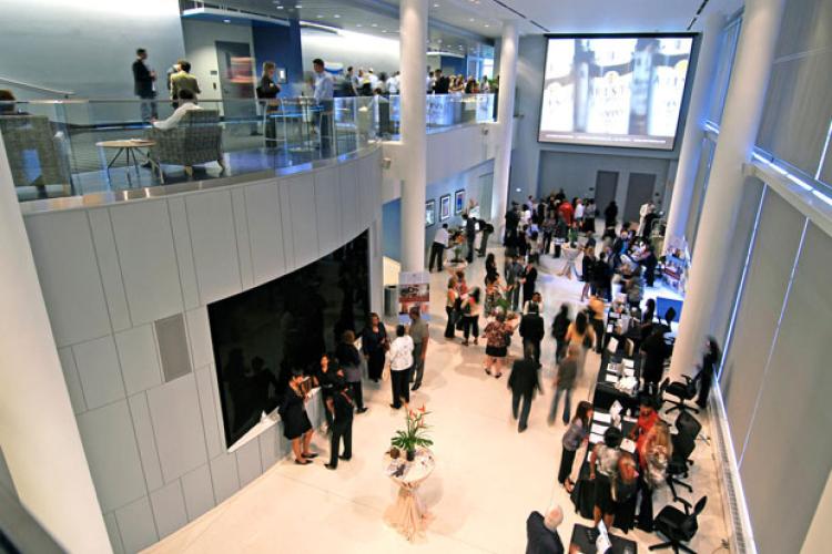 Arial shot of the Atrium during a crowded event